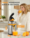 Amzpass Electric Orange Juicer, Citrus Juicer Squeezer with 2 Interchangeable Cones, 160W Electric Juicer Machine with Stainless Steel Body
