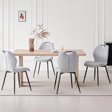 Lecafur HL Boucle Dining Chair with Built-in Handle Metal Legs, Grey