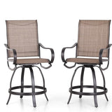 Sophia and William Patio Bar Stools Counter Height, Set of 2, Swivel Bar Chairs, Supports 300 lbs (Brown Fabric)