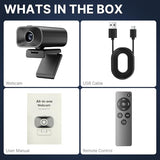 Ynoonvon Webcam with 5W Speaker and Microphones for PC,Computer USB Camera 5X Digital Zoom ePTZ 1080P Webcam with Privacy Cover & Remote