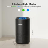 Hopmirth Upgraded Air Purifiers for Bedroom & Home with H14 True HEPA Filter, Covers Up to 1280ft², 360° Air Intake, Quiet Pet Air Purifier, Black