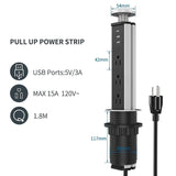 Outlet Hidden UP Socket Electrical Desktop Countertops Worktop Kitchen 1.8m Extention Cord