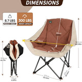 Northroad Folding Camping Chair,Oversized Portable Camping Chair w/Cup Holder,Heavy Duty Padded Lawn Chair for Outdoor, Tailgates, Beach, and Sports, Cream