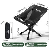Feelnais Folding Camping Chairs Lightweight & Portable, No Assembly, 360° Swivel Camping Chair for Adults, Compact Outdoor Chairs for Beach, Lawn, Travel, Backpacking, Hiking, Fishing, Black