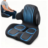 GueYi Pro Orthopedic Seat Cushion with 4-Zone Ergonomic Support, L-Shaped Lumbar & Back Support, High-Density Memory Foam for Office Chair, Wheelchair, Car & Travel (1,Dark Gray Pro)