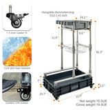 Rolling Cleaning Cart with Mop & Broom Organizer ， Convenient Storage Cart for Janitorial Supplies, Tools, and Cleaning Equipment