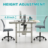 Office Desk Chairs No Arms Mesh Task Chair Ergonomic Computer Chair with Wheels, Armless Adjustable, Grey