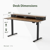 Agilestic 55 x 24 Inches Height Adjustable Electric Standing Desk with 2 Drawers