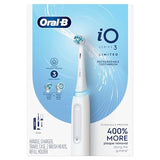 Oral-B Rechargeable Electric Toothbrush, iO3 Limited Deep Clean, 3 Cleaning Modes, Visual Pressure Sensor to Protect Gums, 2 Brush Heads, Travel Case, White