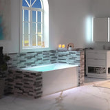 WOODBRIDGE 60" Acrylic Rectangular Alcove Soaking Bathtub in White with Left Drain, Chrome pop-up Drain Included, LB428-L