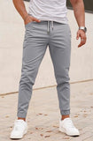 GINGTTO Mens Slim fit Joggers Chino Fitted Casual Lightweight Pants for Men Outdoor Drawstring (Light Grey,28)