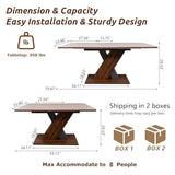 Extendable Dining Table for 4-8 People,55.12''-70.87''Modern Space-Saving Wood Kitchen Table, Rectangle Folding Conference Meeting Table, Walnut