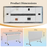 Modern Conference Table, Folding Conference Room Table with Rolling Wheels, Stackable Flip Top