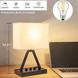 Briever Touch Control Table Lamp, 3-Way Dimmable Desk Lamp with USB C & USB A and AC Outlet