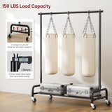 SLEEPING LAMB Heavy Duty Clothing Racks for Hanging Clothes Rack, 43" Wide Rolling Garment Rack Metal Clothing Hanger Rack with Wheels (Black)