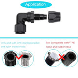 12AN 90 Degree Hose End Fitting Elbow Low Profile Forged Swivel Aluminum for Teflon Hose Only