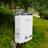GASLAND 1.32 GPM Portable Gas Tankless Water Heater,Outdoor Propane Camping Water Heater, 5L, White, AS132