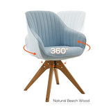 Art Leon Mid Century Modern Desk Chair No Wheels, Swivel Accent Chair with Solid Wood Legs