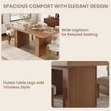 70.8" Dining Table for 6 8 10, Modern Dining Room Table with Storage, Wood Kitchen Table with Fluted Legs, Dinner