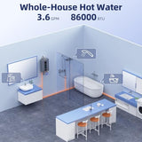 Tankless Water Heater, Novieex On Demand Water Heater Propane Gas, Up to 3.6 GPM, 86,000 BTU Instant Hot Water Heater with LED Display, Indoor Installation, 2-3 Point Use for Family Bathroom Kitchen