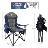 Northroad Oversized Portable Camping Chair, Full Padded Outdoor Folding Chair Support 350 LBS, Heavy Duty Lawn Chair with Cup Holder, Cooler Bag, Lumbar Support, Head Pocket for Adult-Blue