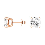 MSBLUE®Rose 2 Ct. DEW Round Brilliant 4-Prong Solitaire Stud Earrings | Alternative | D Color VVS1 Clarity | Hypoallergenic, For Anniversary, Gift, Women