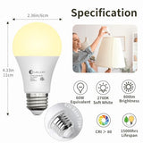 evelor 6-Packs A19 LED Light Bulbs,60W,Soft White 2700K,Dimmable,E26 Base