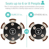 Black Round Dining Table for 6 - Modern Circle 51 Inch Large Room Kitchen Dinning Tables for 4 to 6 Person
