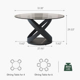 POVISON 51" Modern Round Dining Table, Glass