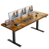 Height Adjustable Desk with Power Outlet & 1.38" Thick 3-Piece Desktop, Sit Stand Computer Desk for Home, Office