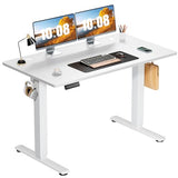 Electric Standing Desk Adjustable Height, 48x24 Inch Sit Stand Up Home Office Desks Computer Workstation PC Work Table, White