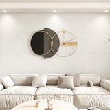 PSYCHE GOD Large Gold Mid Century Modern Wall Clock 43"x27.5", Silent Non-Ticking Round Metal Decorative Clock for Living Room Bedroom