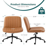 OLIXIS Criss Cross Chair with Wheels Wide Cross Legged Office Desk Vanity Chair Comfy Fabric Armless Adjustable