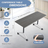 Modular Conference Table 4PCS, Folding Conference Room Tables on Wheels Grey 63in