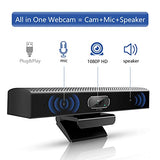 Conference Room Camera, 3-in-1, 1080p Full HD Webcam with Microphone and Speaker, USB Plug and Play (Black)