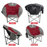 Northroad Folding Compact Camping Moon Chair, Outdoor Padded Saucer Round Chair w/Cup Holder Supports up to 300 lbs for Beach Hiking Fishing Picnic Lawn,Red