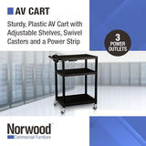 Norwood Commercial Furniture Mobile Utility AV Cart with Power Strip and Casters