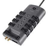 Belkin Surge Protector w/ 8 Rotating & 4 Standard Outlets (Pack of 5) - 8ft Sturdy Extension Cord with Flat Pivot Plug for Home, Office, Travel, & Desktop - Power Strip - 4320 Joules
