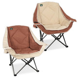 Northroad 2 Pack Oversized Camping Chair,Outdoor Padded Folding Lawn Chair w/Cup Holder,Carry Bag for Beach, Hiking, and Picnics,Heavy-Duty 300-lbs Capacity, Moca&Cream