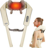 PERLEVI Cordless Neck Massager with Heat, Electric Neck Shoulder Massager with Heat, Kneading, 6-Point for Deep Tissue Pain Relief, Rechargeable Battery, Brushless Motor