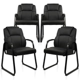 Office Guest Chair Leather Reception Chair with Bonded Padded Arm Rest and Sled Base Desk Chair