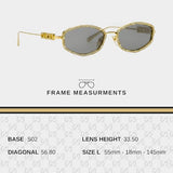 Gucci GG1803S Metal Lettering Logo Almond Narrow Shape Sunglasses with Luxury Eyewear Kit