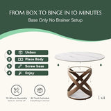 POVISON 51" Modern Round Dining Table for 4-6, Glossy White Round Dining