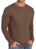 Askdeer Men's Waffle Long Sleeve T-Shirt Casual Lightweight Pullover Tees