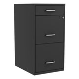 3-Drawer Metal Filing Cabinet, Black Finish, Letter-Size Hanging File Storage, Pencil Drawer