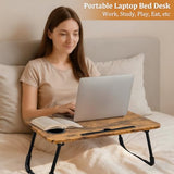 Lap Desk Foldable Laptop Table Portable Bed Tray Desk with Holders for Cup and Tablet