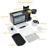Breakfast Station with Coffee Maker, 1250W Electric 9L Non-Stick Toaster Oven with Frying Pan, Multi-Function Sandwich Maker for Eggs, Bacon, Sausages