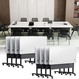 8PCS Modular Folding Conference Table, Mobile Meeting Training Table with 2 Cable Grommets & 4 Lockable Wheels,Space Saving Nesting Storage for Office School Seminar Classroom(8pcs,White,47.2in)