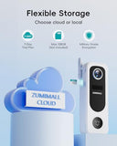 Doorbell Camera Wireless No Subscription - 2K Video Doorbell Wireless with Chime, 2 Way Audio, 30s Voice Message