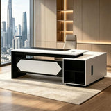 LBCZJYX Executive L Shaped Desk with Drawers, Large Wood Office Furniture for Home Office